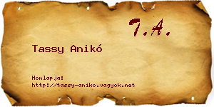 Tassy Anikó névjegykártya